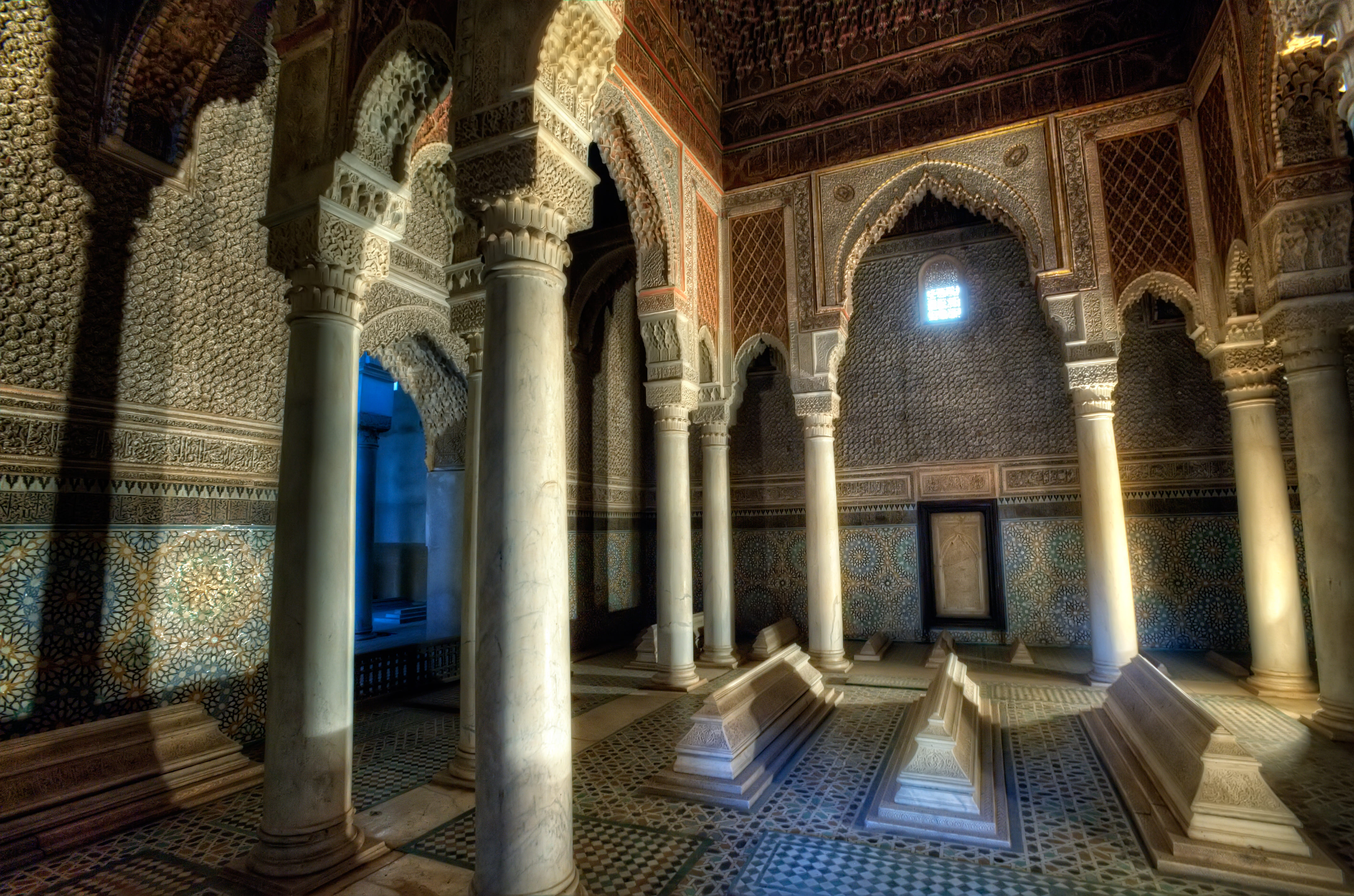 Interior of the Saadian Tombs in Marrakesh, Morocco